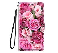 Lnxlanxx Funda Compatible para ZTE Blade A35E PU Piel Cuero Flip Silicona Bumper Libro Tapa Case Cover Dibujos Billetera Magnetica Antigolpes Carcasa (Flores)