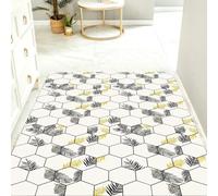 LNXSESN Felpudo Entrada Casa Felpudo Exterior Alfombra Salon Tapete Carpete | Suave Grueso Poliéster Duradero Alfombra Entrada Antideslizante Absorbente Lavable a Máquina,Hoja Gris Amarillo 50x80cm