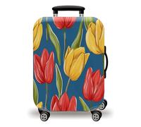 LNXSESN Funda Maleta Cabina Azul Oscuro Amarillo Funda para Maletas de Viaje Elástico Fundas Maletas de Viaje Lavable Protector de Equipaje con Cremallera Fundas para Maleta para 26-28 Pulgadas