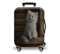LNXSESN Funda Maleta Cabina Blanca Gato Marrón Funda Maleta Mediana Elástico Fundas Maletas de Viaje Lavable Protector de Equipaje con Cremallera Fundas para Maletas para 22-25 Pulgadas