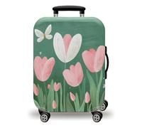 LNXSESN Funda Maleta Cabina Corazón Rosa Verde Funda para Maletas de Viaje Elástico Fundas Maletas de Viaje Lavable Protector de Equipaje con Cremallera Fundas para Maleta para 26-28 Pulgadas