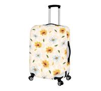 LNXSESN Funda Maleta Cabina Flor Amarilla Blanca Funda para Maletas Elástico Fundas Maletas de Viaje Lavable Protector de Equipaje con Cremallera Fundas para Maleta para 19-21 Pulgadas