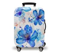 LNXSESN Funda Maleta Cabina Flor Marrón Azul Funda para Maletas de Viaje Elástico Fundas Maletas de Viaje Lavable Protector de Equipaje con Cremallera Fundas para Maleta para 19-21 Pulgadas