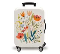 LNXSESN Funda Maleta Cabina Flor Naranja Azul Funda para Maletas de Viaje Elástico Fundas Maletas de Viaje Lavable Protector de Equipaje con Cremallera Fundas para Maleta para 26-28 Pulgadas