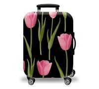 LNXSESN Funda Maleta Cabina Flor Negra Funda para Maletas de Viaje Elástico Fundas Maletas de Viaje Lavable Protector de Equipaje con Cremallera Fundas para Maleta para 19-21 Pulgadas