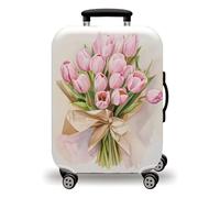 LNXSESN Funda Maleta Cabina Flor Rosa Beige Funda Maleta Grande Elástico Fundas Maletas de Viaje Lavable Protector de Equipaje con Cremallera Fundas para Maletas para 29-32 Pulgadas