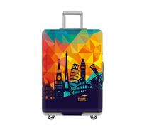 LNXSESN Funda Maleta Cabina Geometría Naranja Azul Funda para Maletas Elástico Fundas Maletas De Viaje Lavable Protector De Equipaje con Cremallera Cubierta De Equipaje para 19-21 Pulgadas