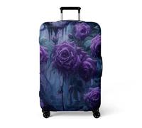 LNXSESN Funda Maleta Cabina Hojas Azules Púrpura Funda para Maletas de Viaje Elástico Fundas Maletas de Viaje Lavable Protector de Equipaje con Cremallera Fundas para Maleta para 19-21 Pulgadas