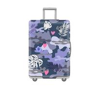 LNXSESN Funda Maleta Cabina Hojas Tropicales Púrpuras Funda para Maletas Mediana Elástico Fundas Maletas De Viaje Lavable Protector De Equipaje con Cremallera Cubierta De Equipaje para 26-28 Pulgadas