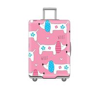 LNXSESN Funda Maleta Cabina Perro Rosa Flor Funda para Maletas Mediana Elástico Fundas Maletas De Viaje Lavable Protector De Equipaje con Cremallera Cubierta De Equipaje para 22-25 Pulgadas