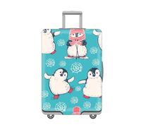 LNXSESN Funda Maleta Cabina Pingüino Azul Rojo Funda para Maletas Grande Elástico Fundas Maletas De Viaje Lavable Protector De Equipaje con Cremallera Cubierta De Equipaje para 29-32 Pulgadas