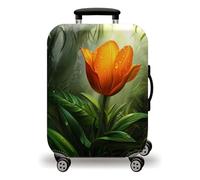 LNXSESN Funda Maleta Cabina Verde Naranja Tropical Funda para Maletas de Viaje Elástico Fundas Maletas de Viaje Lavable Protector de Equipaje con Cremallera Fundas para Maleta para 26-28 Pulgadas