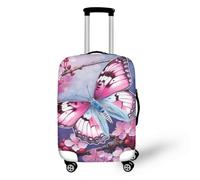 LNXSESN Funda Maleta Mediana Árbol Rosa Mariposa Funda para Maletas Elástico Fundas Maletas de Viaje Lavable Protector de Equipaje con Cremallera Fundas para Maletas de Viaje para 22-25 Pulgadas