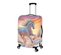 LNXSESN Funda Maleta Mediana Caballo Naranja Púrpura Funda para Maletas Elástico Fundas Maletas de Viaje Lavable Protector de Equipaje con Cremallera Fundas para Maletas de Viaje para 22-25 Pulgadas