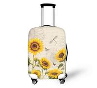 LNXSESN Funda Maleta Mediana Flor Amarilla Insecto Funda para Maletas Elástico Fundas Maletas de Viaje Lavable Protector de Equipaje con Cremallera Fundas para Maletas de Viaje para 26-28 Pulgadas