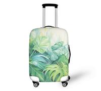 LNXSESN Funda Maleta Mediana Hojas Verdes Tropicales Funda para Maletas Elástico Fundas Maletas de Viaje Lavable Protector de Equipaje con Cremallera Fundas para Maletas de Viaje para 26-28 Pulgadas