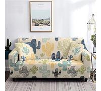 LNXSESN Fundas Sofas 3 y 2 Plazas Ajustables Estampado De Cactus Beige Fundas para Sofa Spandex Cubre Sofa Estampadas Fundas Sofa Elasticas Universal Verano Modernas Fundas para Sofa Chaise Longue