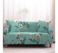 LNXSESN Fundas Sofas 3 y 2 Plazas Ajustables Flores Verde Menta Fundas para Sofa Elasticas Spandex Fundas Sofa Lavables Desmontables Funda Sillon Modernas Universal Espesas Fundas de Sofa