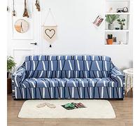 LNXSESN Fundas Sofas 3 y 2 Plazas Ajustables Rayas Blancas Azules Fundas para Sofa Spandex Cubre Sofa Estampadas Fundas Sofa Elasticas Universal Verano Modernas Fundas para Sofa Chaise Longue