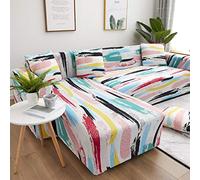 LNXSESN Fundas Sofas 3 y 2 Plazas Ajustables Rayas De Colores Fundas para Sofa Spandex Fundas Sofa Elasticas Estampadas Funda Sillon Universal Espesas Cubre Sofa Verano Modernas Fundas de Sofa