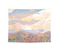 LNXSESN Tapiz Flores Rosa Beige Tapiz Pared Poliéster Decoracion Habitacion Tapices de Pared Tapestry Decoracion Pared Aesthetic Room Decor Con 2 Clavos y 2 Clips 150x100cm