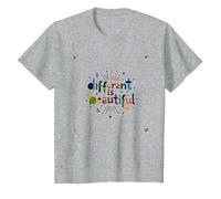 Lo Diferente es Hermoso: celebración Colorida de la Diversidad Camiseta, Niños, Gris Jaspeado, 3 años