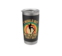 Lo haría pero estoy patinando ese día Skater Humor Me encanta patinar Vaso térmico de acero inoxidable de doble pared