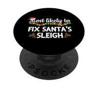 Lo más Probable es Que arregle el Trineo de Papá Noel Divertido a Juego Familiar PopSockets PopGrip Adhesivo
