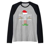 Lo más Probable es Que comience la Navidad de la Familia de Elfos de Shenanigans Camiseta Manga Raglan