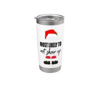 Lo más probable es que no aparezca, no viene, divertido Papá Noel navideño Vaso térmico de acero inoxidable de doble pared
