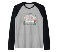Lo más Probable es Que Pase el día Jugando, Navidad Divertida para Jugadores Camiseta Manga Raglan