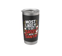 Lo más probable es que se ponga atrevido con Santa Funny Matching Christmas Vaso térmico de acero inoxidable de doble pared