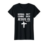 Lo Normal no es Volver, Pero Jesús sí Apocalipsis 14 Camiseta gráfica económica, Mujer, Negro, S