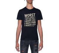 Lo Peor De Envejecer Camiseta De Manga Corta Negra con Cuello Redondo para Hombre T-Shirt Short Sleeve Black Crewneck tee For Men