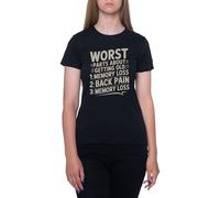 Lo Peor De Envejecer Camiseta De Manga Corta Negra con Cuello Redondo para Mujer T-Shirt Short Sleeve Black Crewneck tee For Women