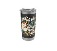 Lo que el gato quiere El gato se pone divertido Vaso térmico de acero inoxidable de doble pared
