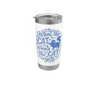 Lo que el gato quiere El gato se pone gracioso felino Vaso térmico de acero inoxidable de doble pared