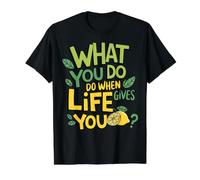 Lo Que Haces Cuando La Vida Te Da Un Consejo Motivacional Camiseta gráfica económica, Hombre, Negro, M