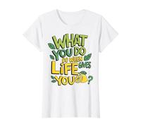 Lo Que Haces Cuando La Vida Te Da Un Consejo Motivacional Camiseta gráfica económica, Mujer, Blanco, XL