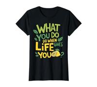 Lo Que Haces Cuando La Vida Te Da Un Consejo Motivacional Camiseta gráfica económica, Mujer, Negro, L