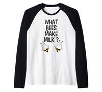 Lo Que Las Abejas Hacen Leche Divertido Lindo abucheo Abejas Broma de Halloween Camiseta Manga Raglan