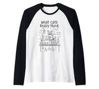 Lo Que los Gatos Realmente piensan, Ciencia de la física Divertida para los Amantes de los Gatos Camiseta Manga Raglan