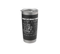 Lo que los gatos realmente piensan - Divertido dicho gato papá humor meme gato Vaso térmico de acero inoxidable de doble pared