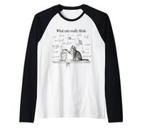 Lo Que los Gatos Realmente piensan Divertido Física Ciencia Nerd Cat Meme Camiseta Manga Raglan