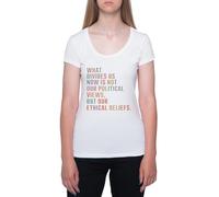 Lo Que Nos Divide Ahora No Es Camiseta De Manga Corta Blanca con Cuello Redondo para Mujer T-Shirt Short Sleeve White Crewneck tee For Women