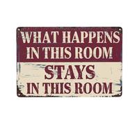 Lo Que Pasa Aquí Se Queda Aquí Letrero De Metal Letrero De Estaño Vintage Cartel De Hojalata Para Garaje Oficina Pub 20X30cm