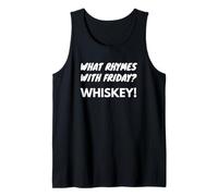 Lo Que rima con Friday Whisky Fun Weekend Entusiasta Camiseta sin Mangas