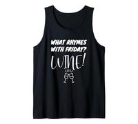 Lo Que rima con Friday Wine Relajación Diversión Camiseta sin Mangas