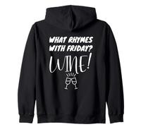 Lo Que rima con Friday Wine Relajación Diversión Sudadera con Capucha