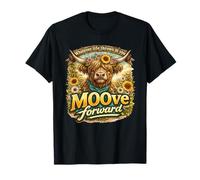 Lo Que Sea Que la Vida te Lance Mooove Forward Highland Cow Camiseta